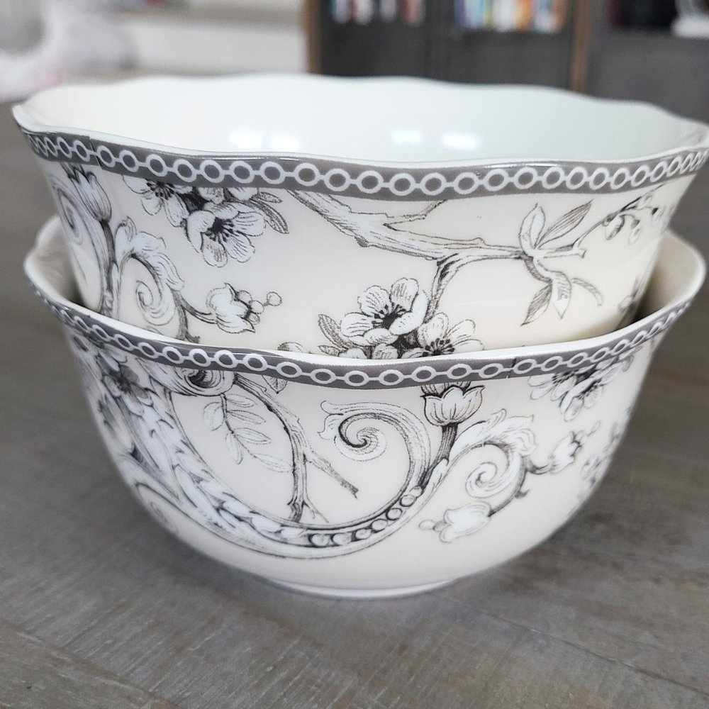 Set of 2 Adelaide Antique White Bowls by 222 Fifth, New
